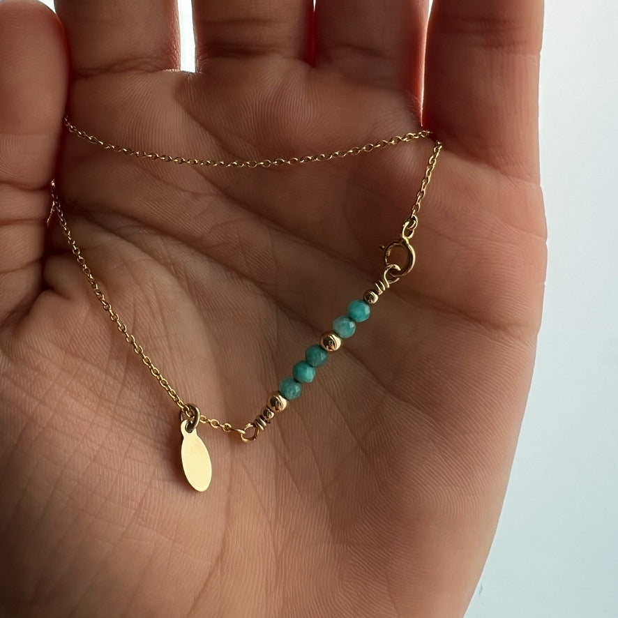 Personalised Blue Amazonite Bar Gold Necklace