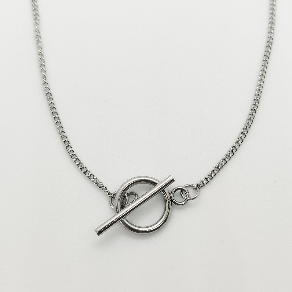 Fine Silver Cable Toggle Necklace