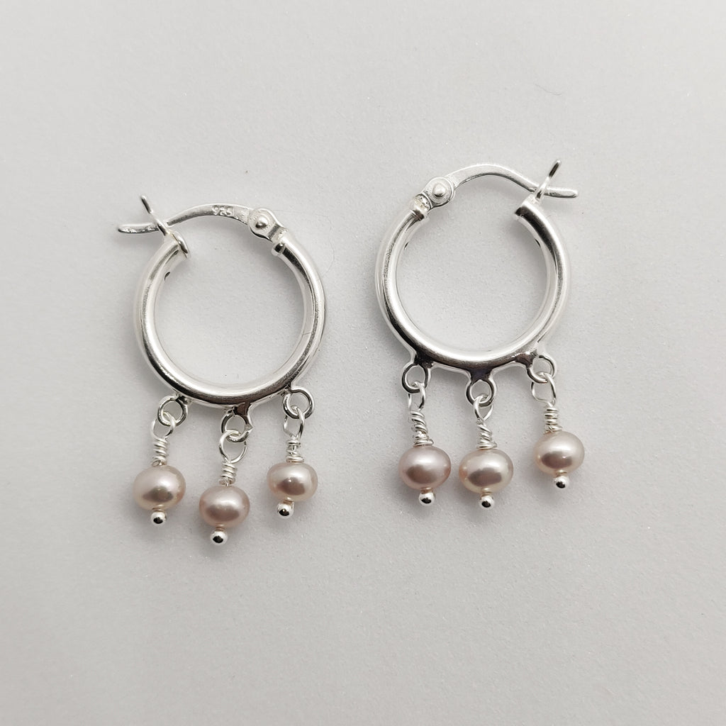 Pink Pearl Chandelier Huggie Hoops
