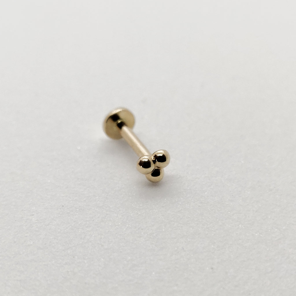Solid 14kt Gold Triple Dot Stud
