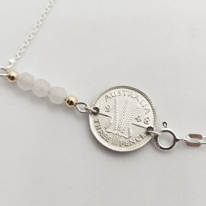 Threepence Rose Quartz Coin Necklace