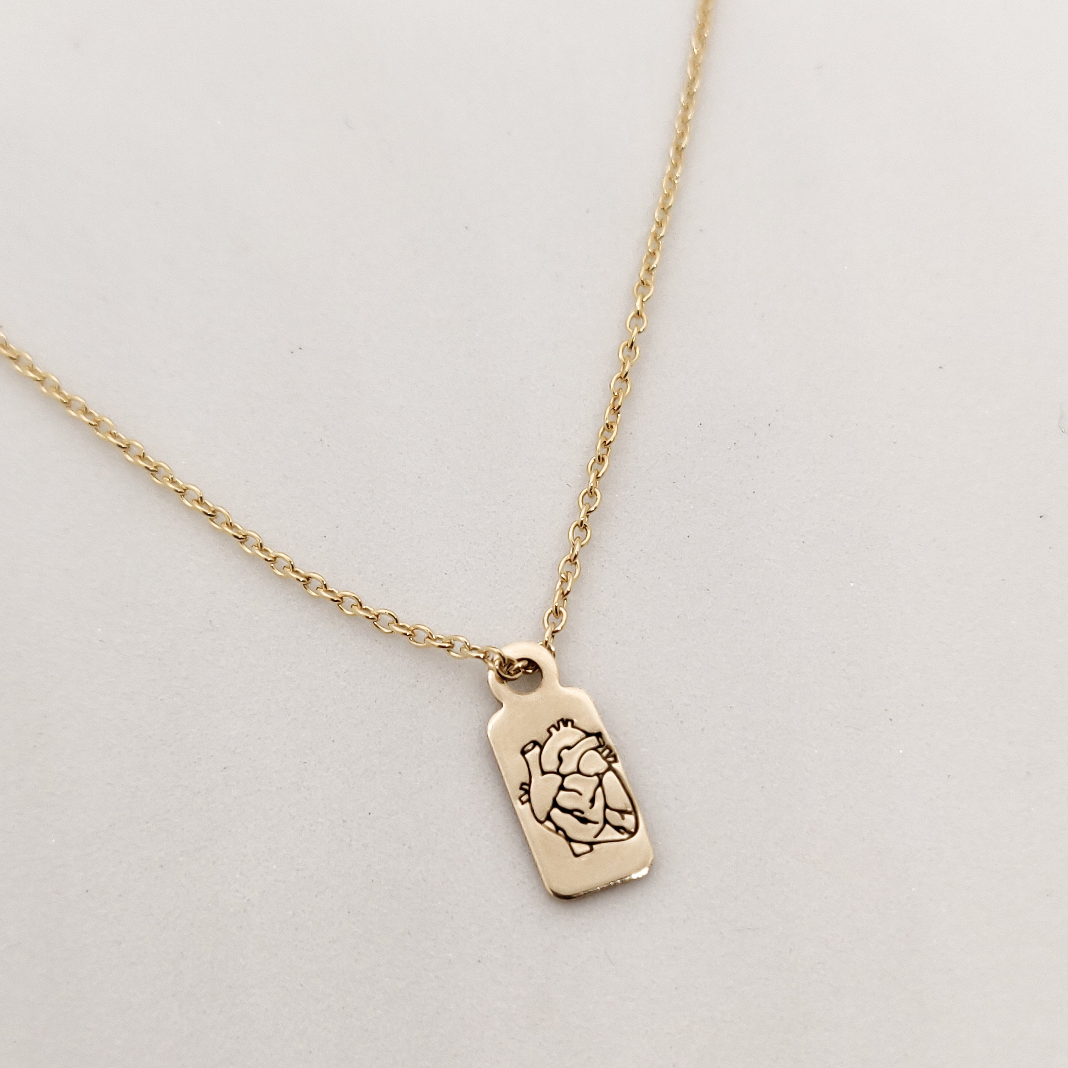 Anatomical Heart Gold Necklace