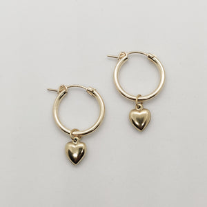 Maya Puffy Heart Gold Huggie Hoops
