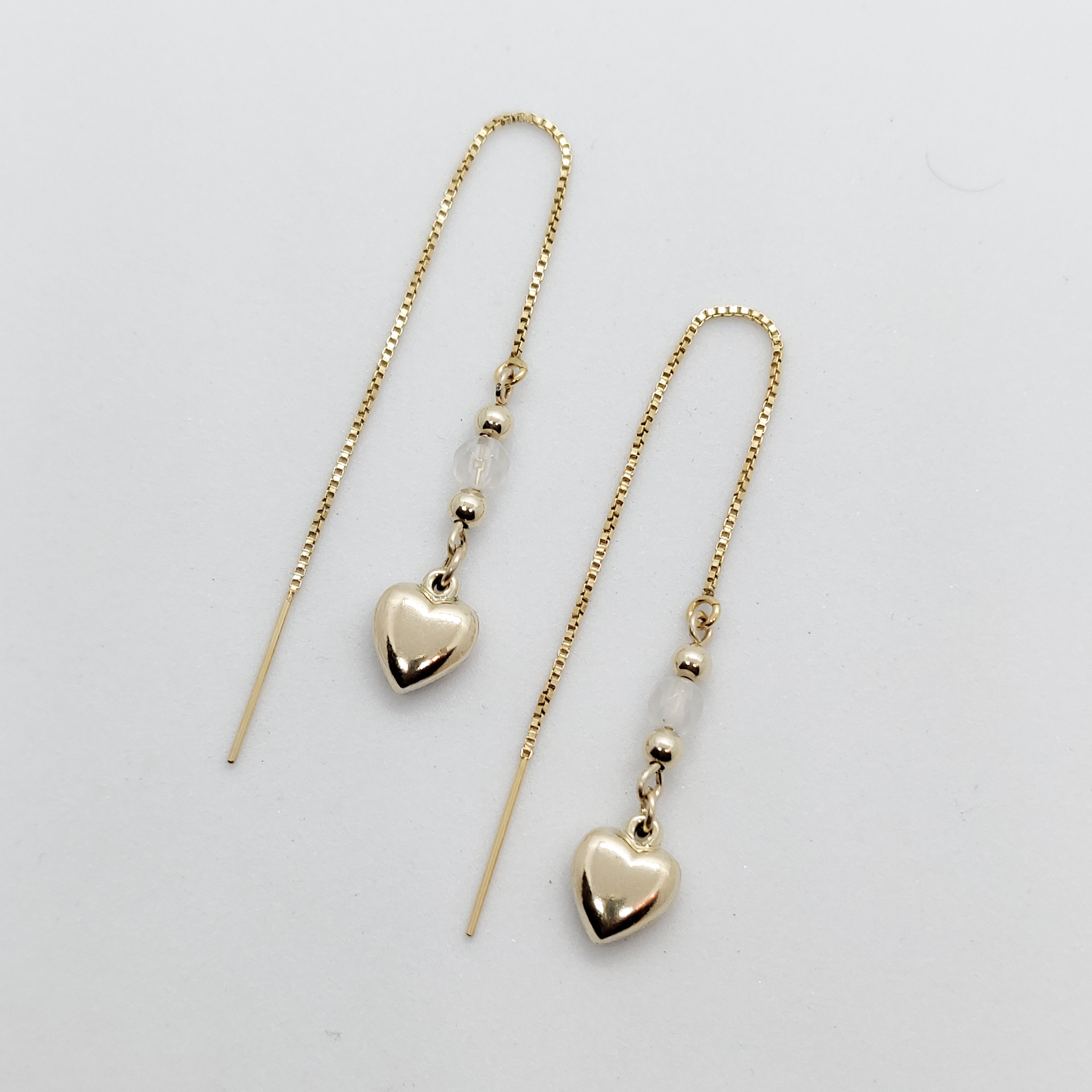 Maya Puffy Heart Gold Threader Earrings