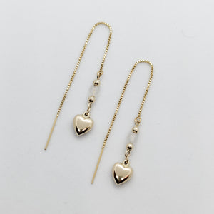 Maya Puffy Heart Gold Threader Earrings