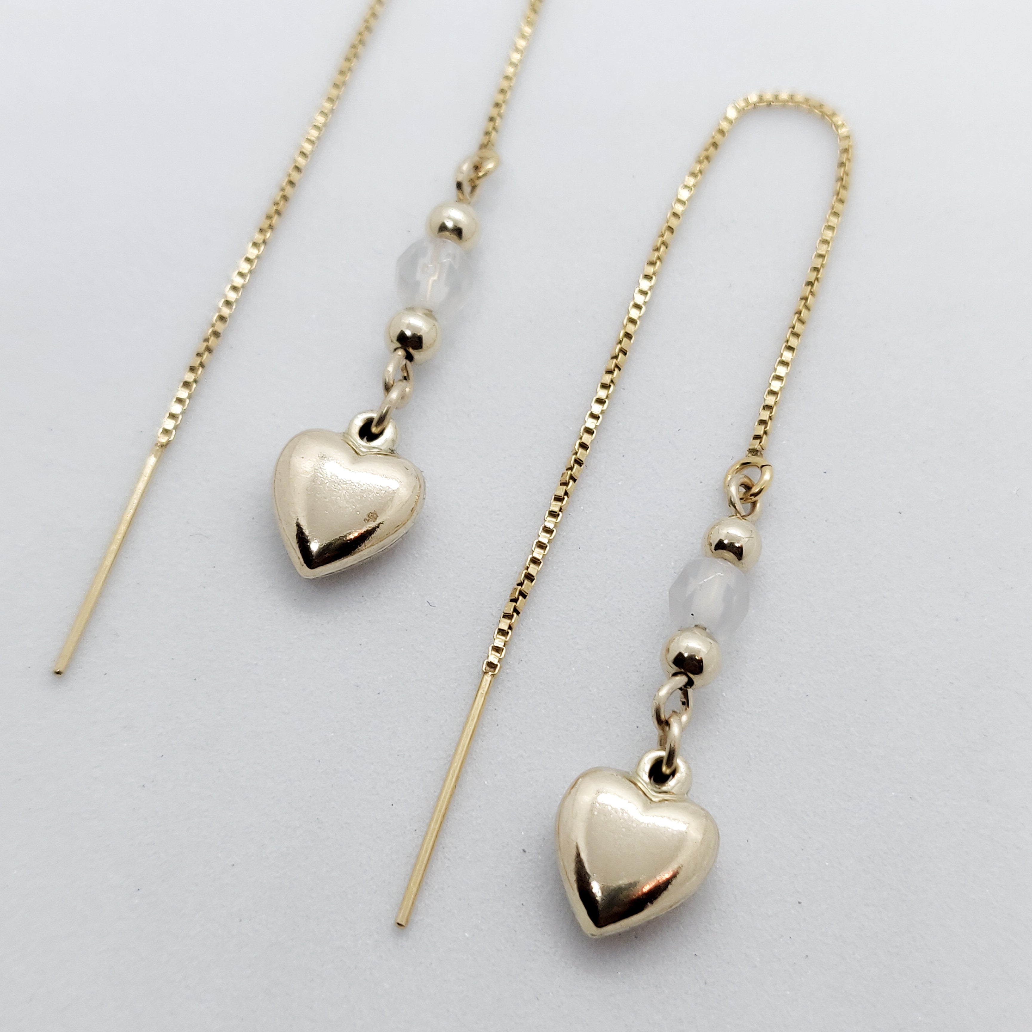 Maya Puffy Heart Gold Threader Earrings