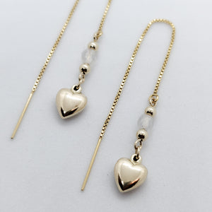 Maya Puffy Heart Gold Threader Earrings