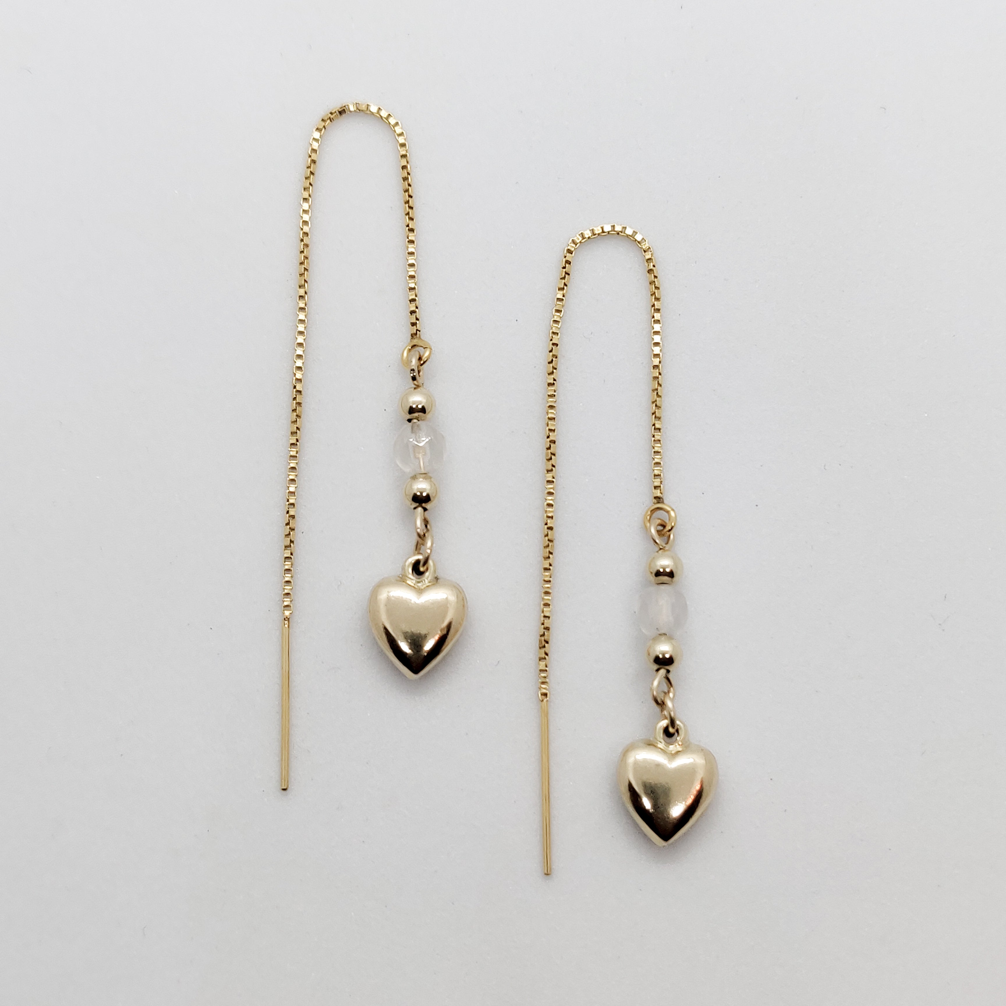 Maya Puffy Heart Gold Threader Earrings
