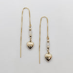 Nisha Puffy Heart Gold Threader Earrings