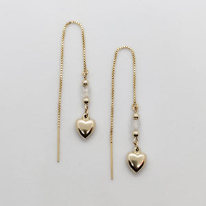 Maya Puffy Heart Gold Threader Earrings