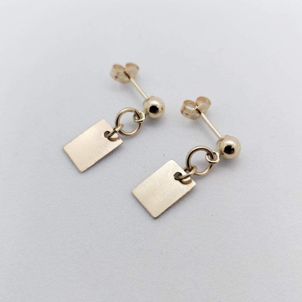 Gold Tag Drop Studs