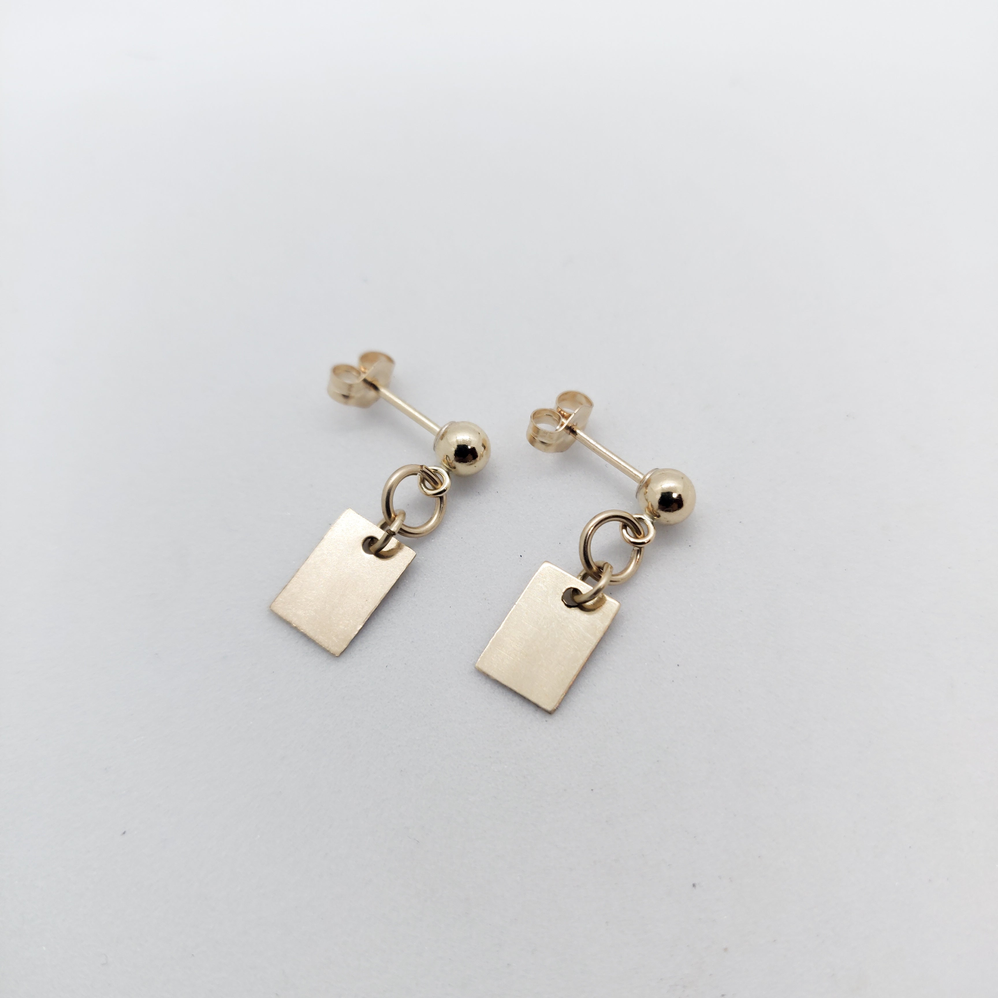 Gold Tag Drop Studs