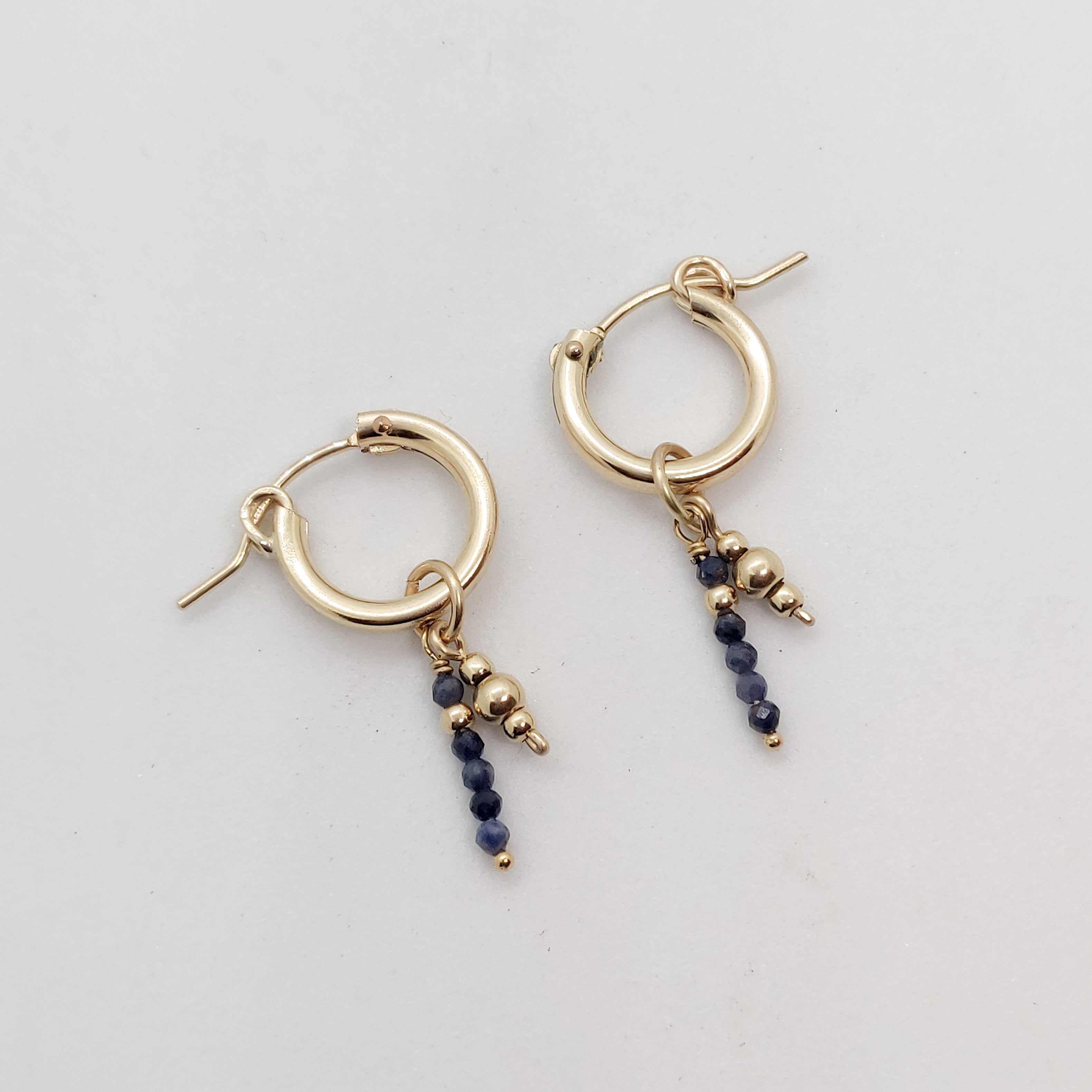 Gold Honey Sapphire Charm Hoops