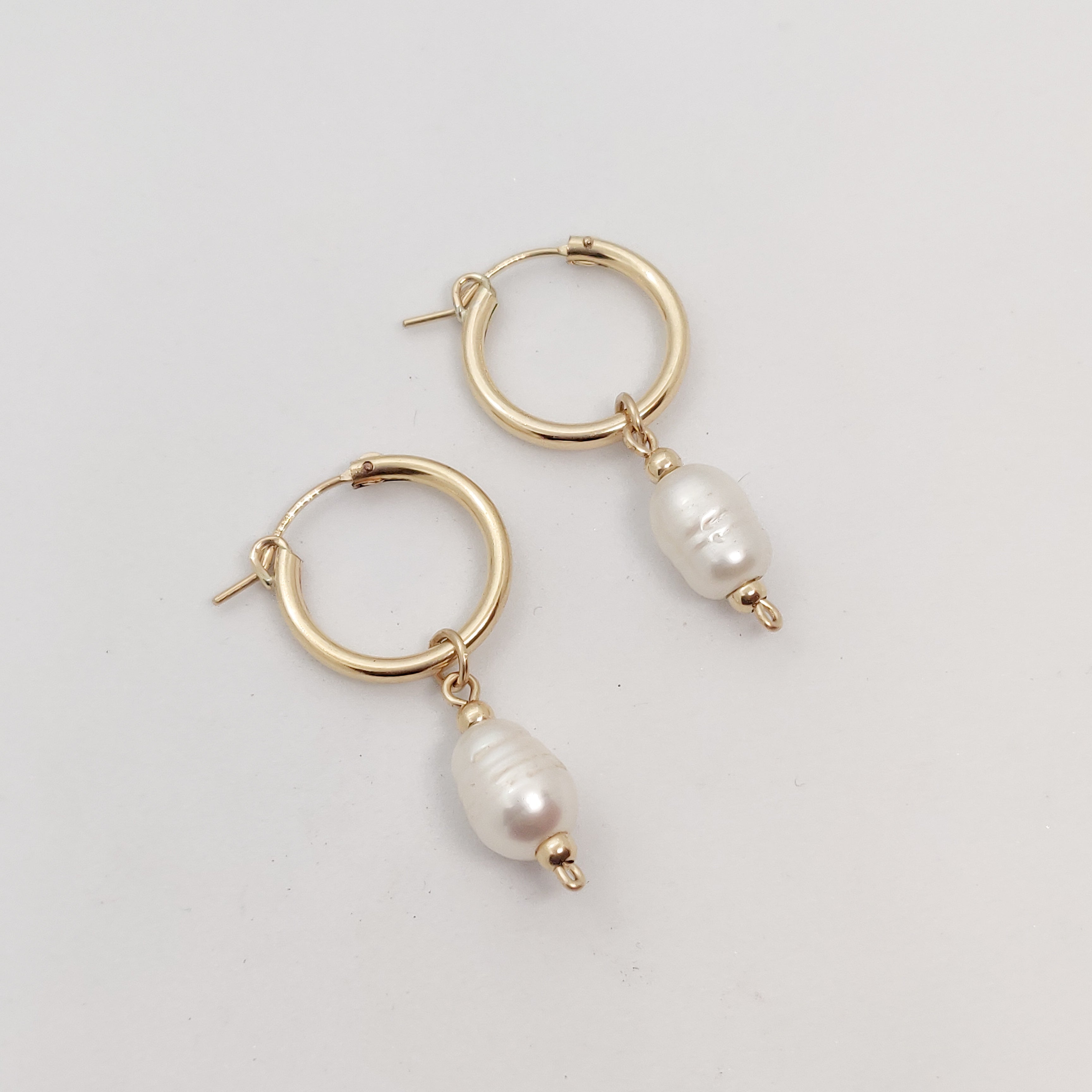 Chunky Vintage Pearl Gold Hoops
