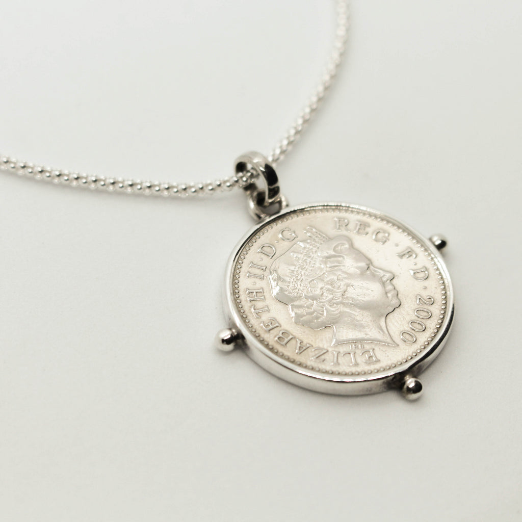 Popcorn Necklace with 5 Pence Coin