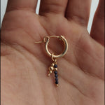 Gold Honey Sapphire Charm Hoops