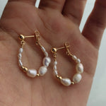 Speckled Graduated Drop Pearl Hoops