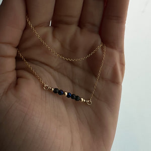 Blue Obsidian Gold Bar Necklace