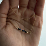 Blue Obsidian Gold Bar Necklace