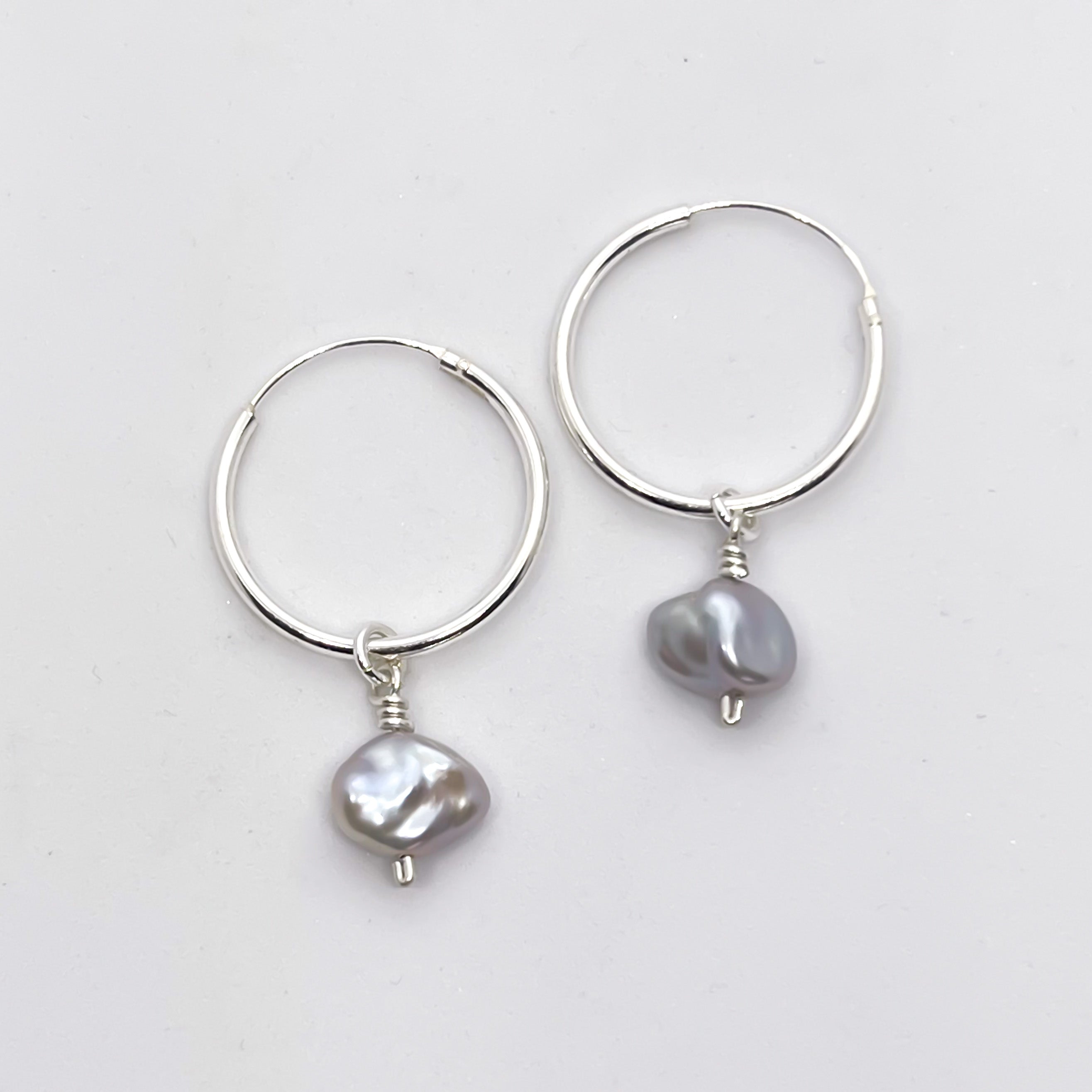 Silver Jia Keshi Pearl Hoops