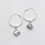 Silver Jia Keshi Pearl Hoops