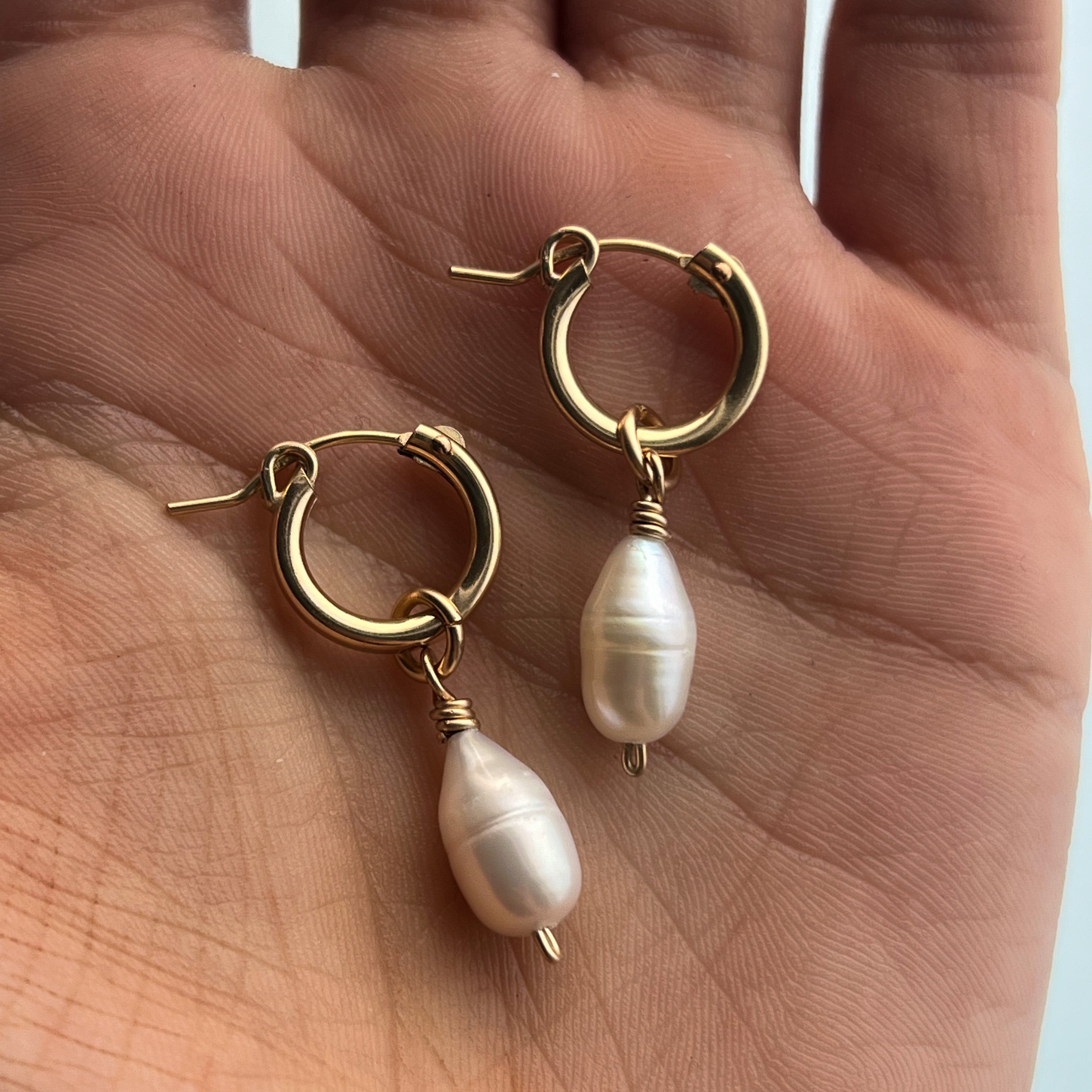 Classic Drop Pearl Hoops