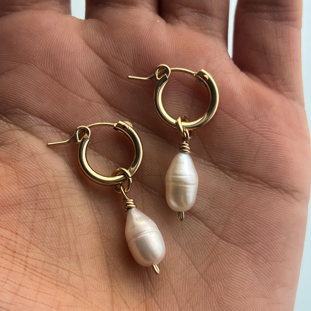 Classic Drop Pearl Hoops