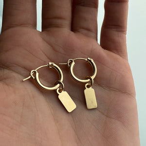 Personalised Gold Tag Hoop Earrings