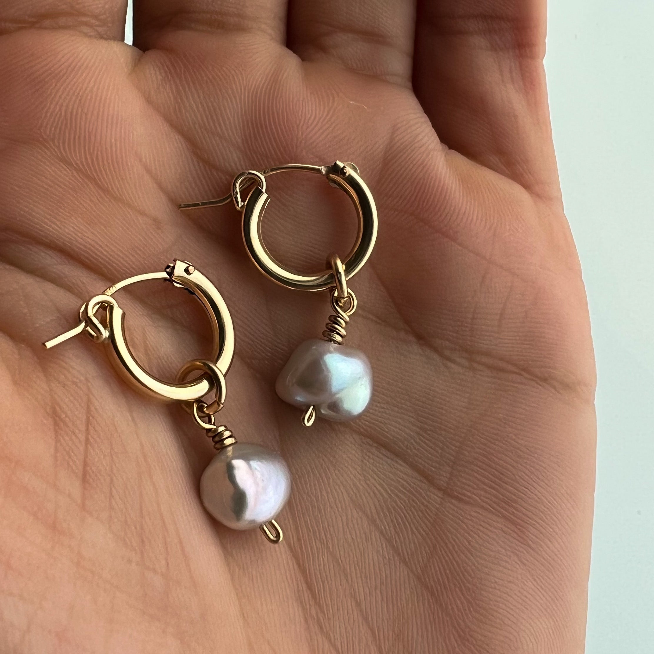 Sia Keshi Pearl Hoops – Tanishka Jewellery - Main Image