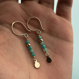 Blue Amazonite Bar French Hook Earrings